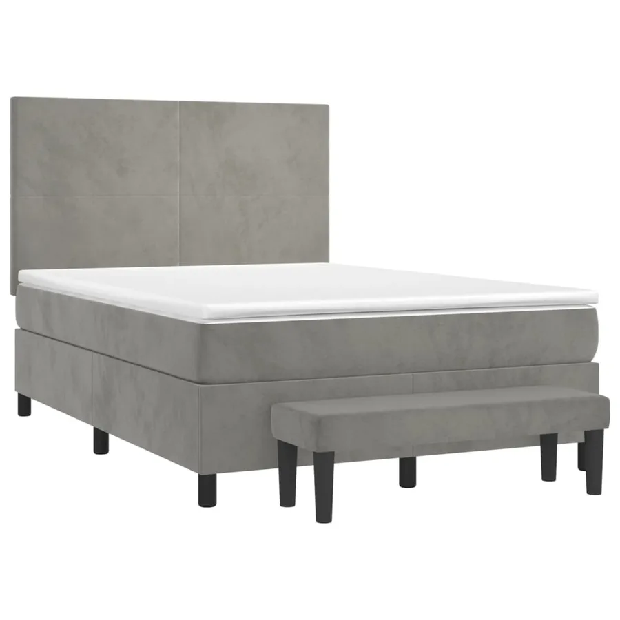 Sommier à lattes de lit et matelas Gris clair 140x190cm Velours - 3