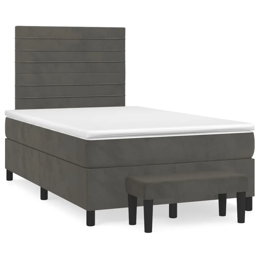 Sommier à lattes de lit et matelas Gris foncé 120x200cm Velours - 2