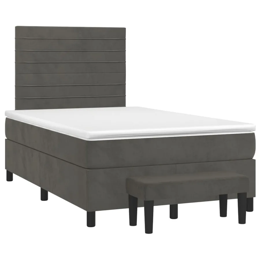 Sommier à lattes de lit et matelas Gris foncé 120x200cm Velours - 3
