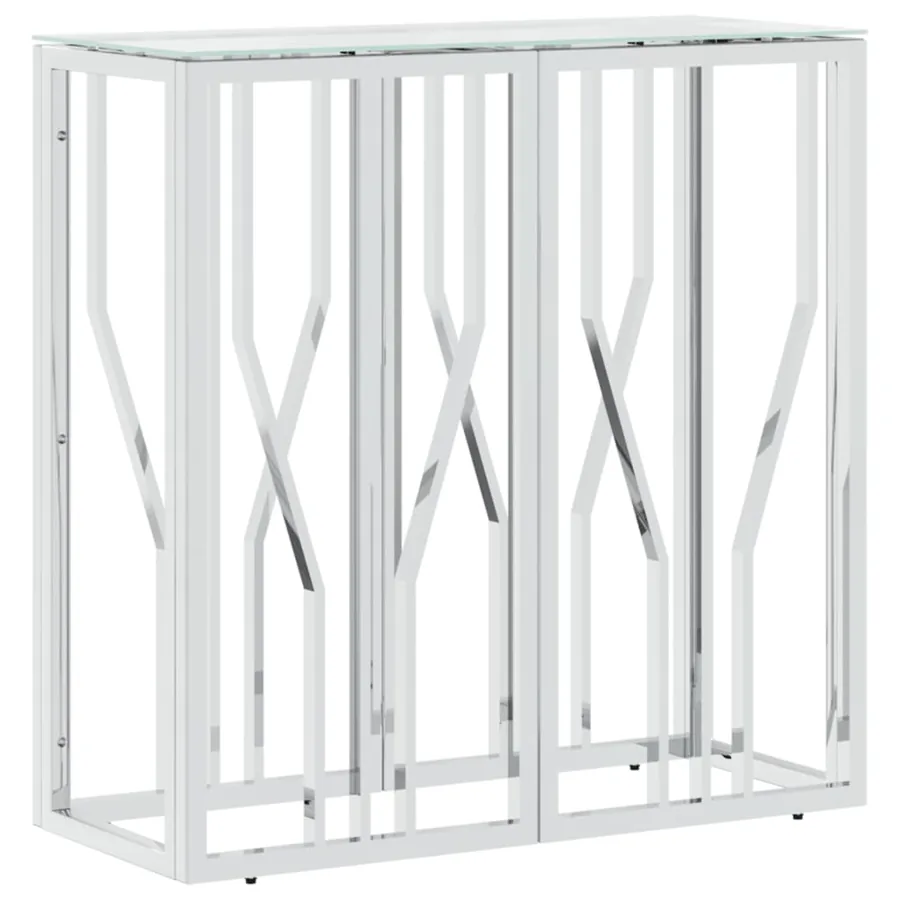 Table console 70x30x70 cm acier inoxydable et verre - 2
