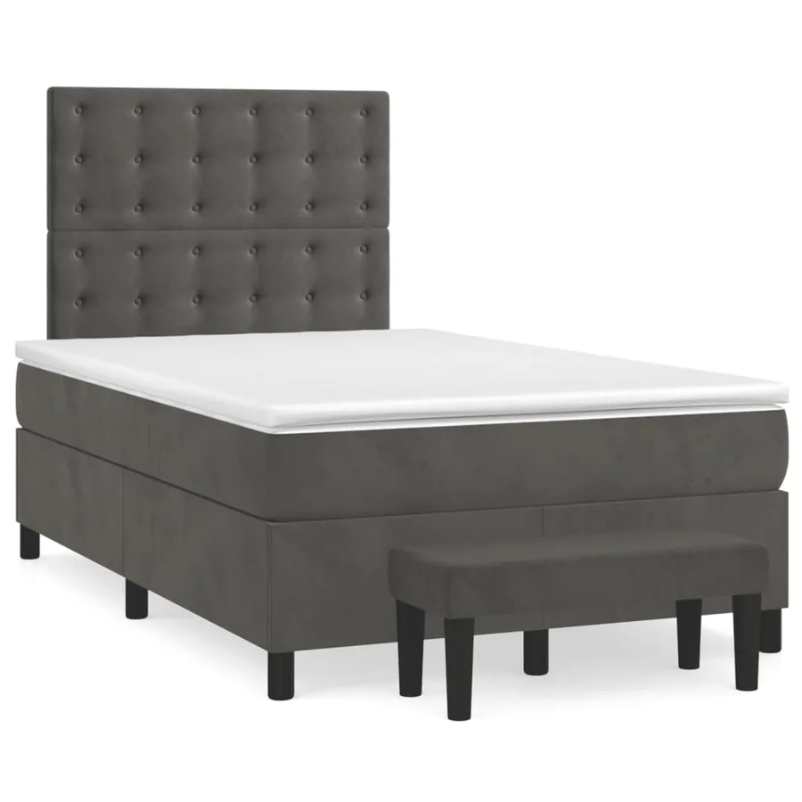 Sommier à lattes de lit et matelas Gris foncé 120x200cm Velours - 2