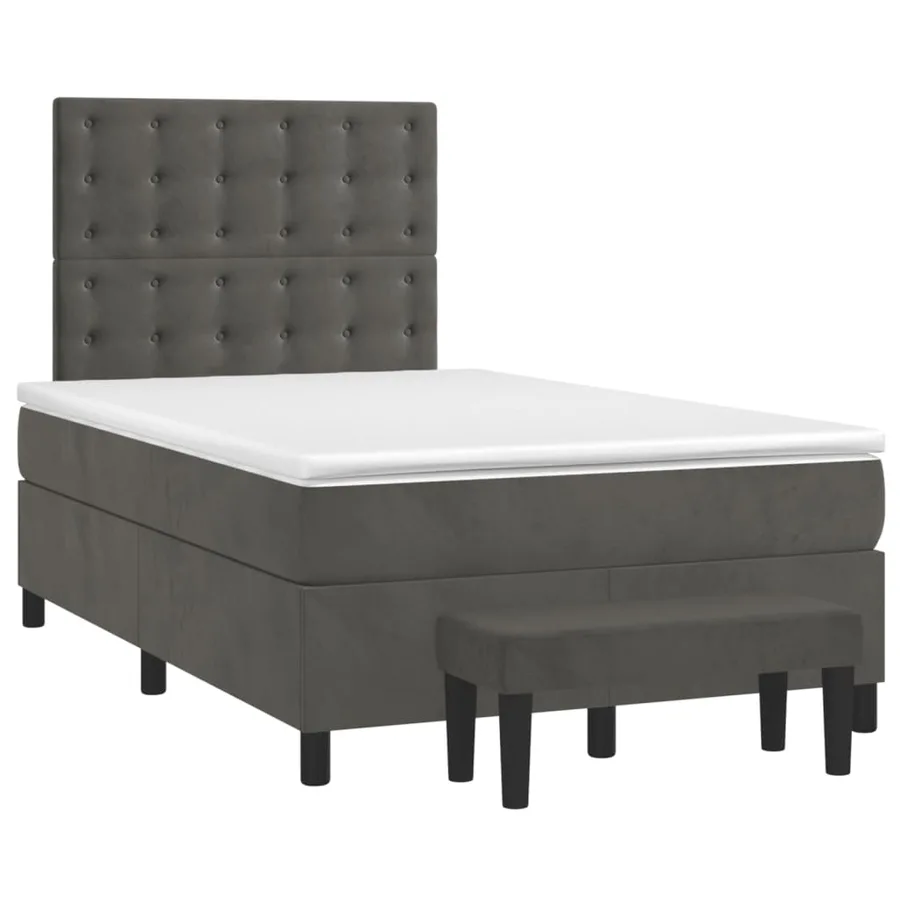 Sommier à lattes de lit et matelas Gris foncé 120x200cm Velours - 3