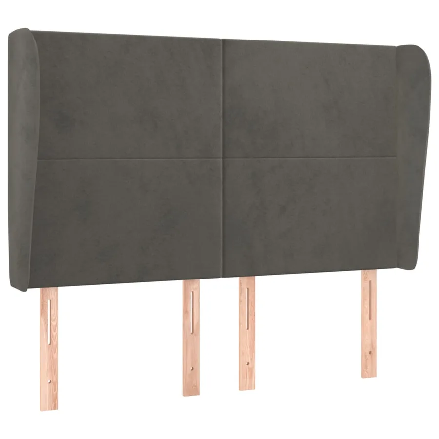Tête de lit avec oreilles Gris foncé 147x23x118/128 cm Velours - 2