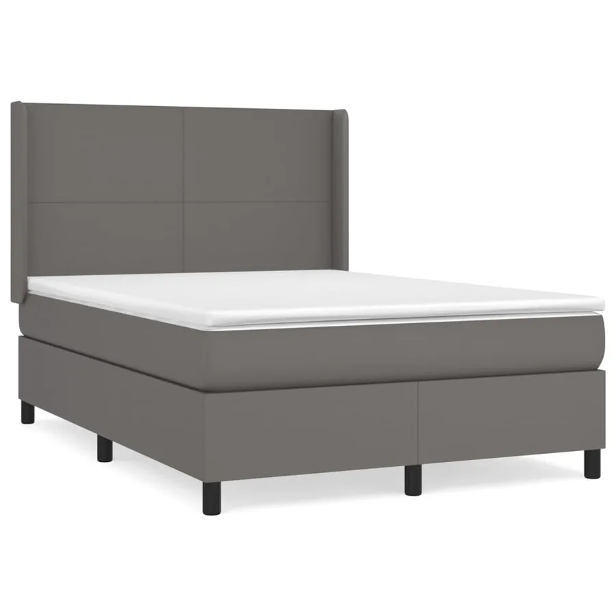 Sommier à lattes de lit avec matelas Gris 140x200 cm Similicuir - 2