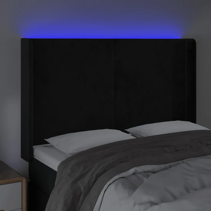 Tête de lit à LED Noir 147x16x118/128 cm Velours - 4