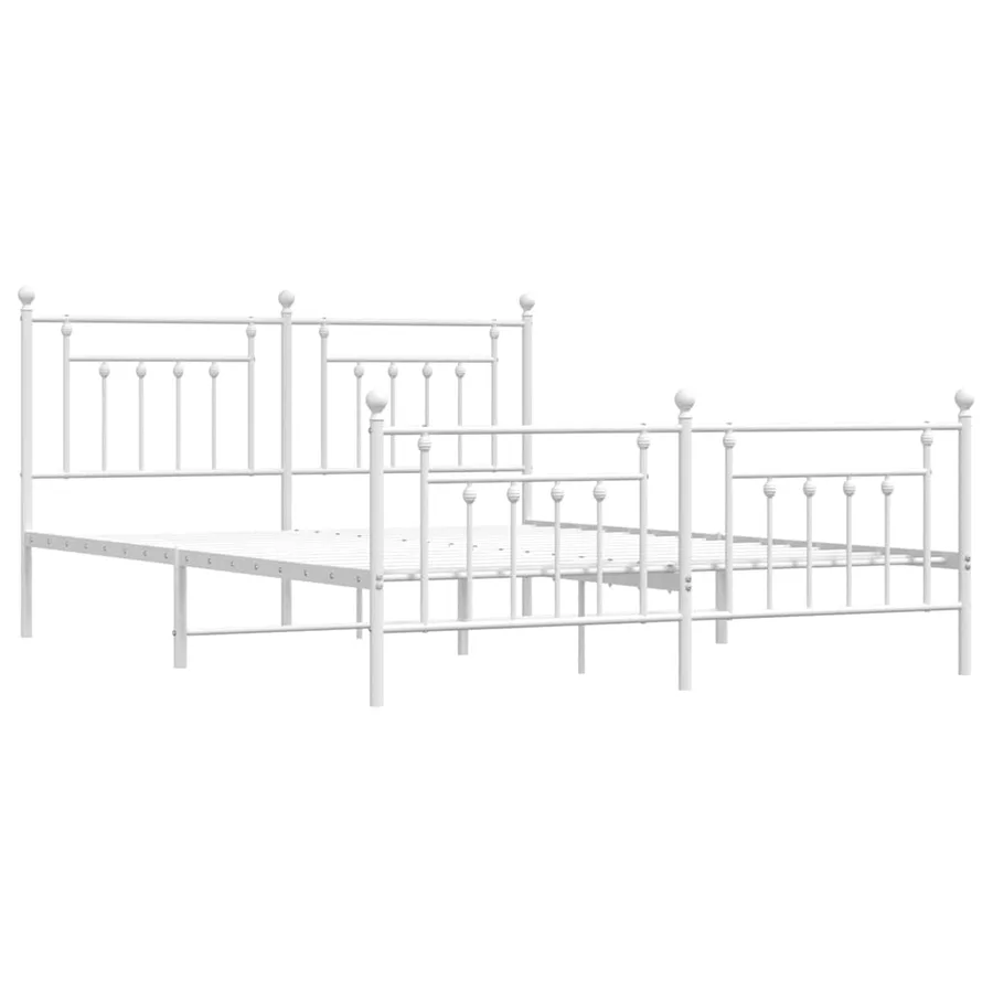 Cadre de lit métal sans matelas et pied de lit blanc 183x213 cm - 3