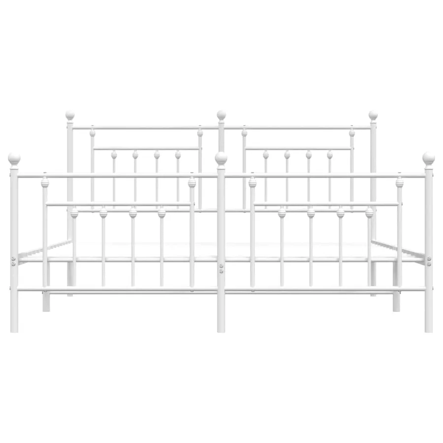 Cadre de lit métal sans matelas et pied de lit blanc 183x213 cm - 6