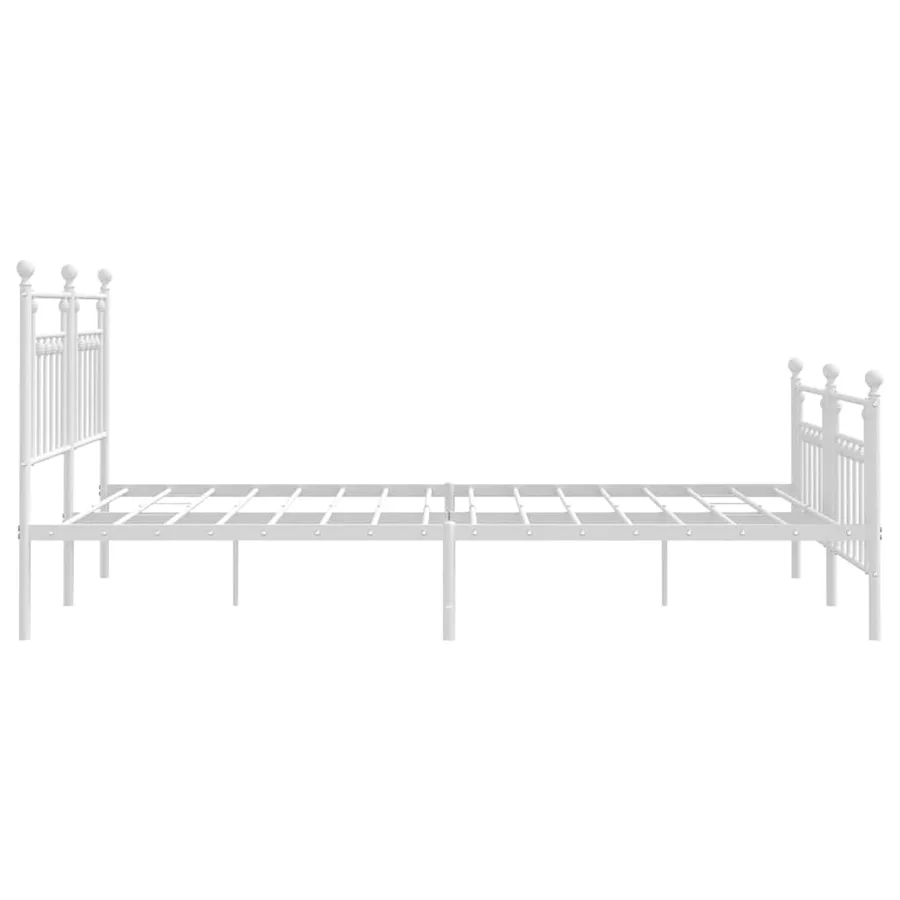 Cadre de lit métal sans matelas et pied de lit blanc 183x213 cm - 7