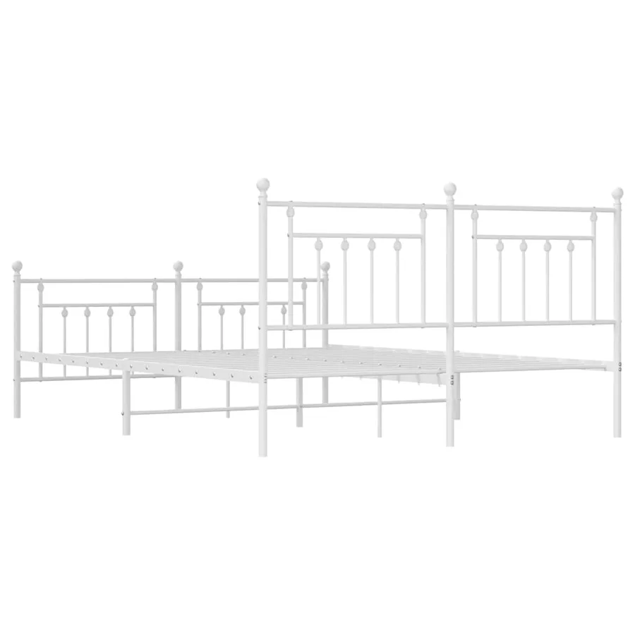 Cadre de lit métal sans matelas et pied de lit blanc 183x213 cm - 8