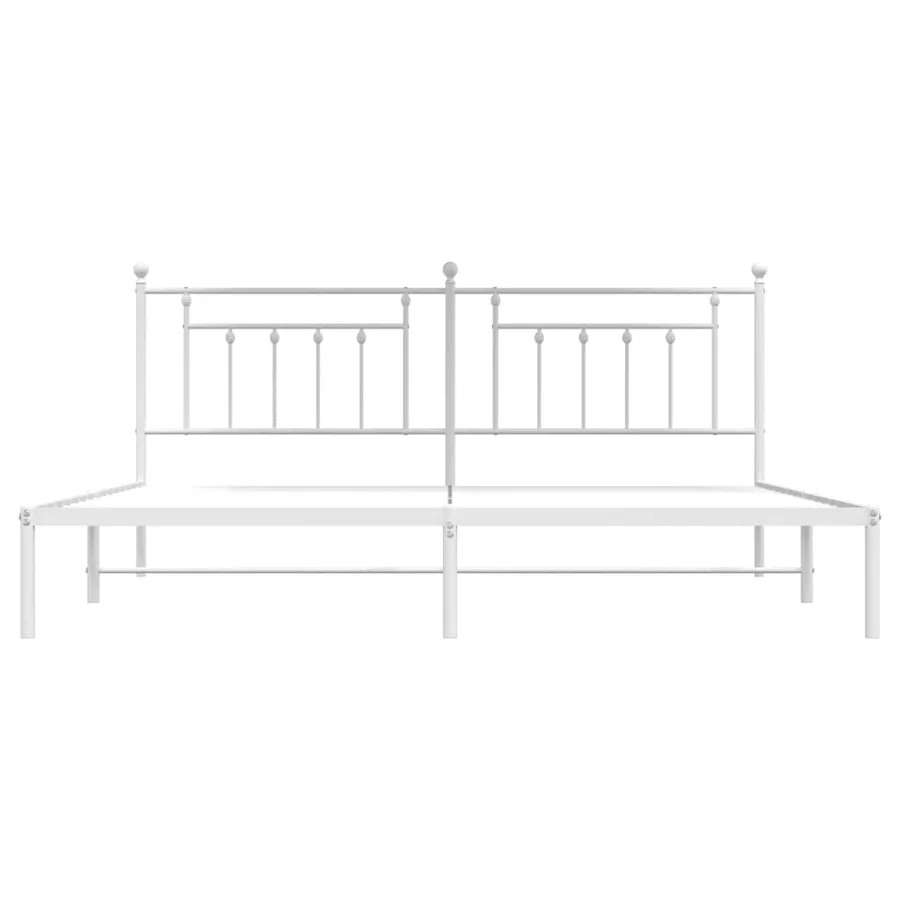 Cadre de lit métal sans matelas et tête de lit blanc 193x203 cm - 6