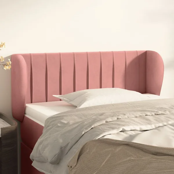 Tête de lit avec oreilles Rose 93x23x78/88 cm Velours