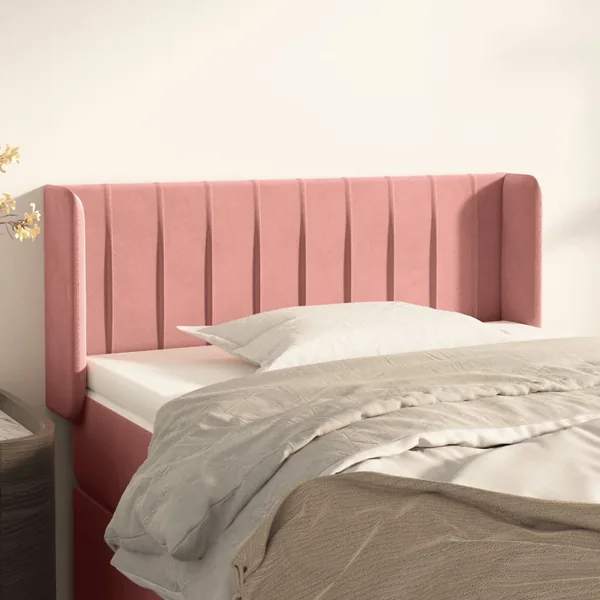 Tête de lit avec oreilles Rose 93x16x78/88 cm Velours