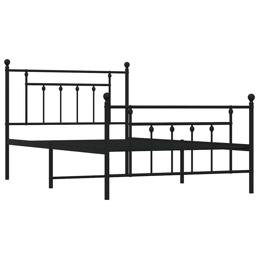 Cadre de lit métal sans matelas et pied de lit noir 100x200 cm - 3