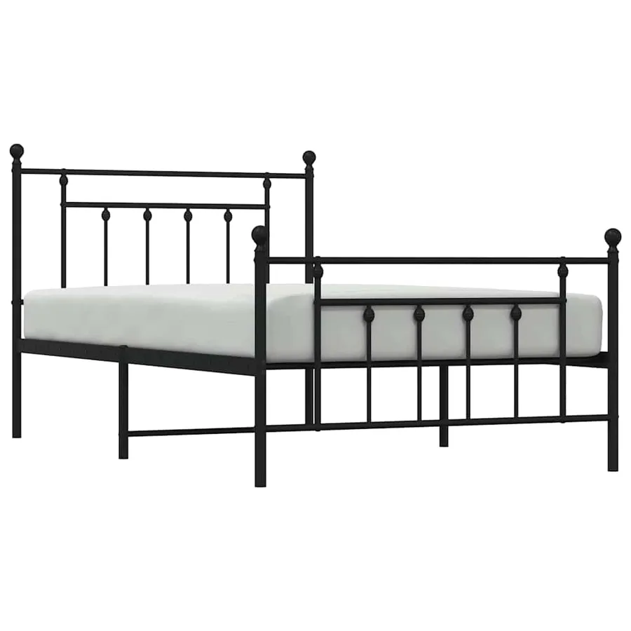 Cadre de lit métal sans matelas et pied de lit noir 100x200 cm - 5