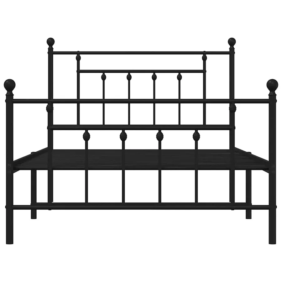 Cadre de lit métal sans matelas et pied de lit noir 100x200 cm - 6