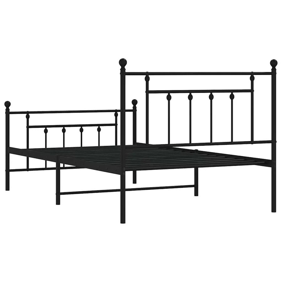 Cadre de lit métal sans matelas et pied de lit noir 100x200 cm - 8