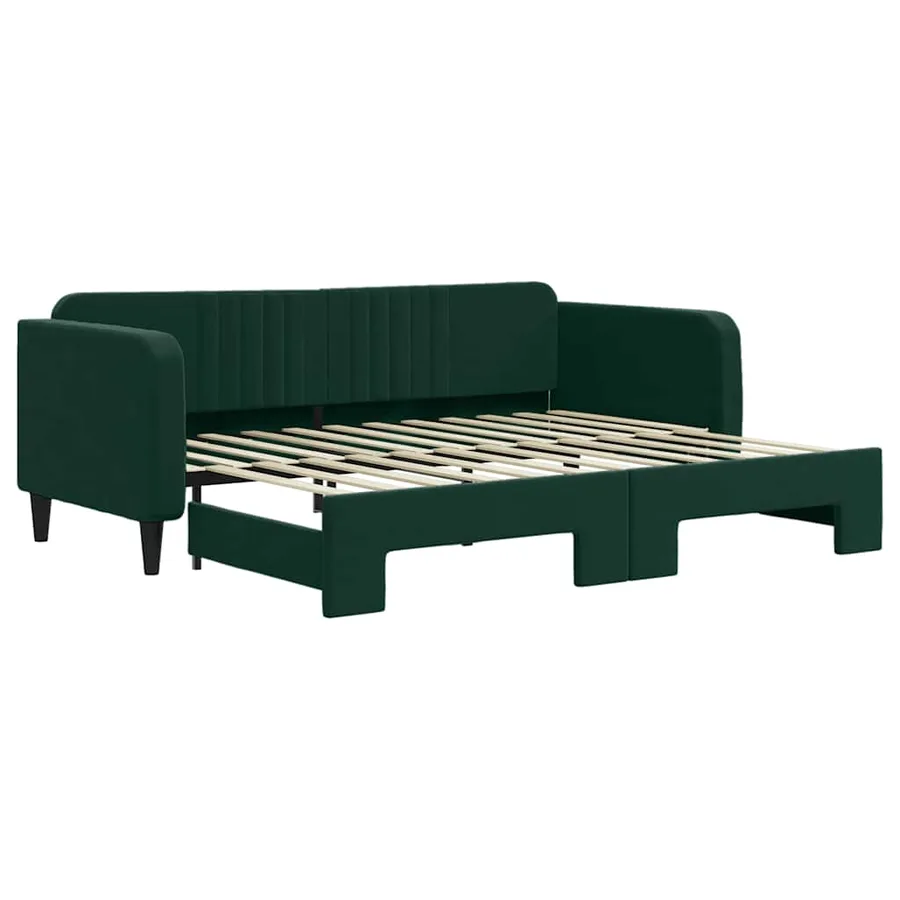 Lit de jour avec gigogne sans matelas vert foncé 90x200 cm - 2