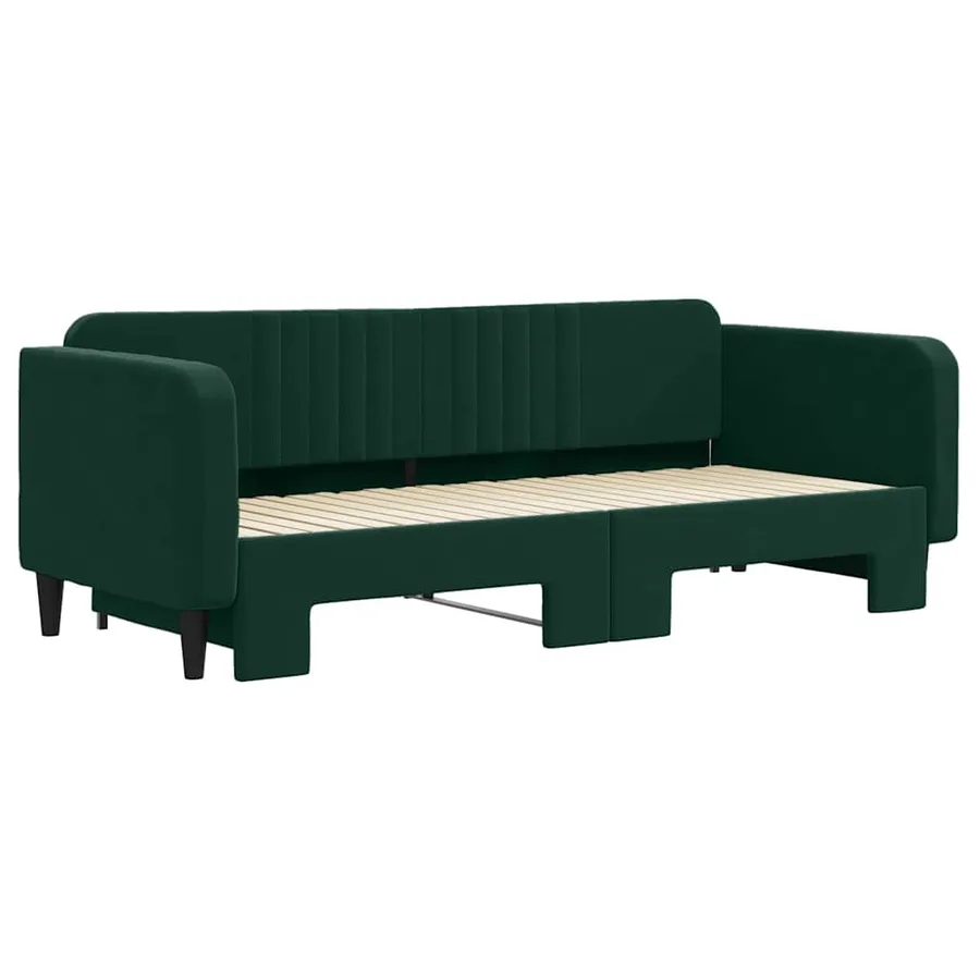 Lit de jour avec gigogne sans matelas vert foncé 90x200 cm - 3