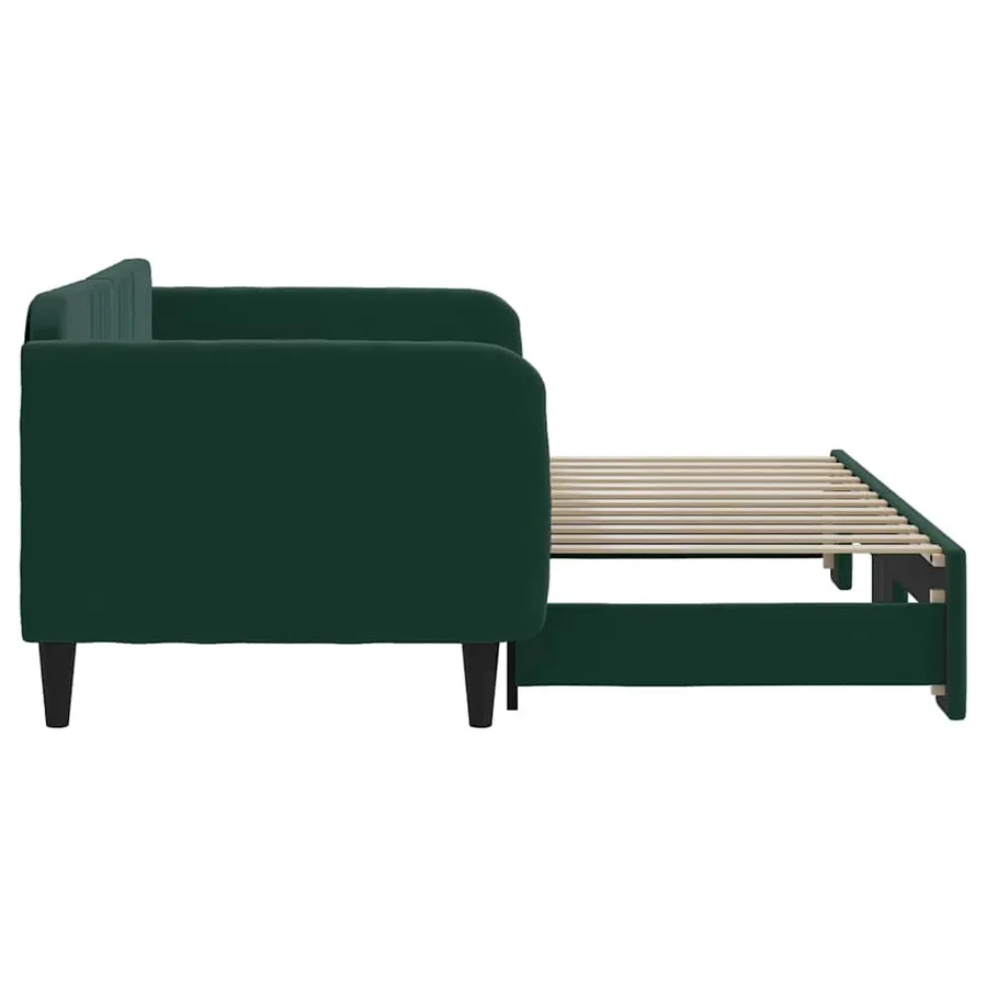Lit de jour avec gigogne sans matelas vert foncé 90x200 cm - 4