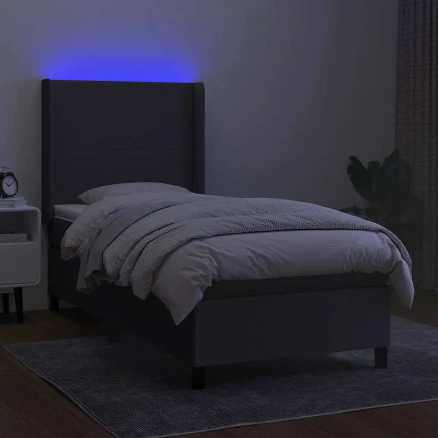 Sommier à lattes de lit matelas LED Gris foncé 80x200 cm Tissu - 3