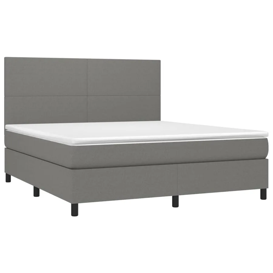 Sommier à lattes de lit et matelas et LED Gris foncé 160x200 cm - 3