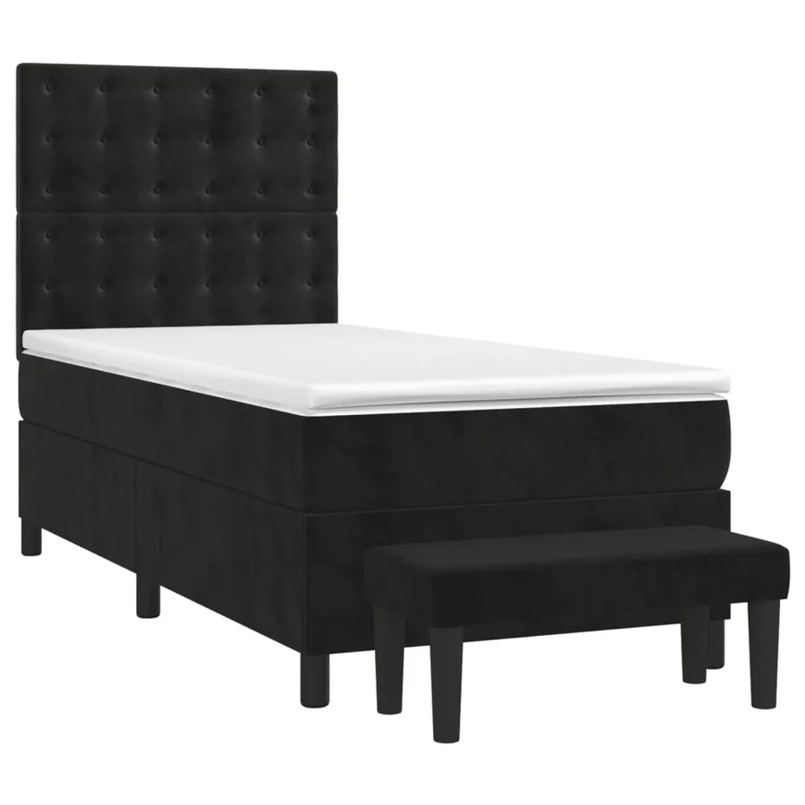 Sommier à lattes de lit avec matelas Noir 90x190 cm Velours - 3