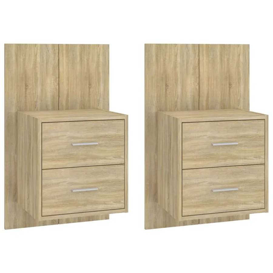 Tables de chevet murales 2 pcs Chêne sonoma - 2