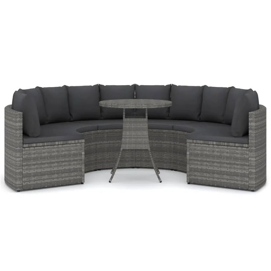 Salon de jardin 7 pcs avec coussins Résine tressée Gris - 3