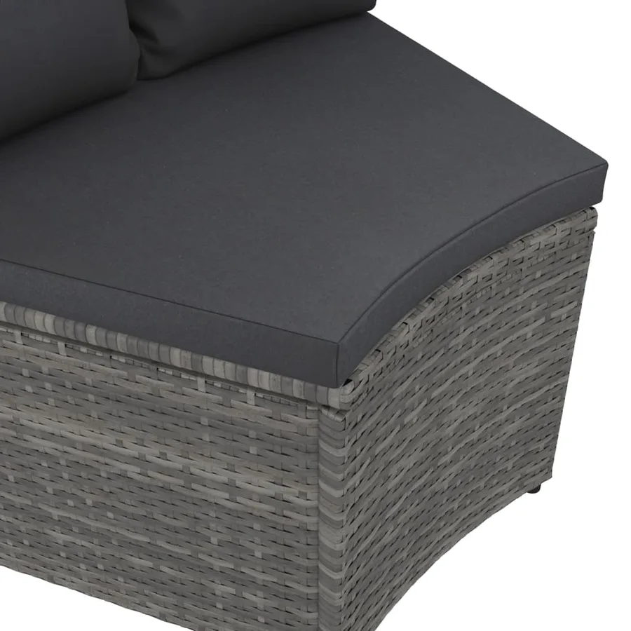 Salon de jardin 7 pcs avec coussins Résine tressée Gris - 7