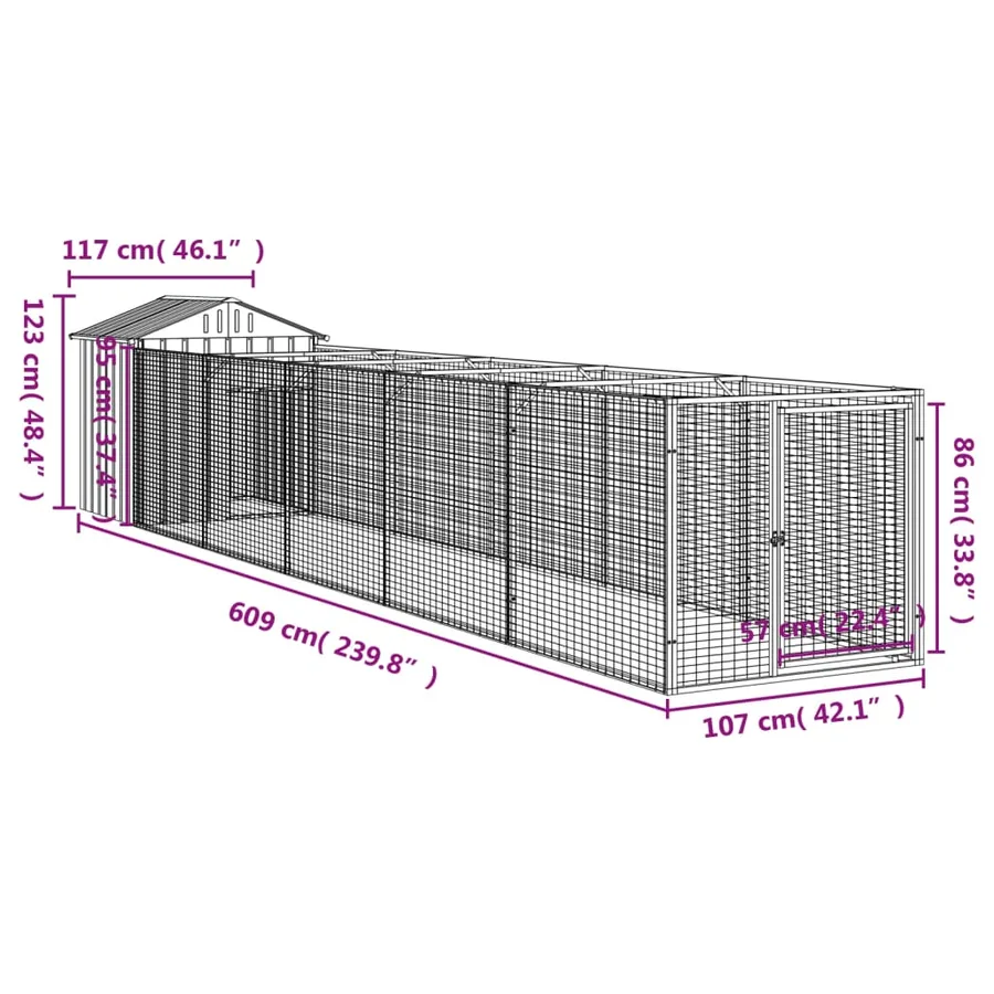 Niche pour chien avec toit anthracite acier galvanisé - 9