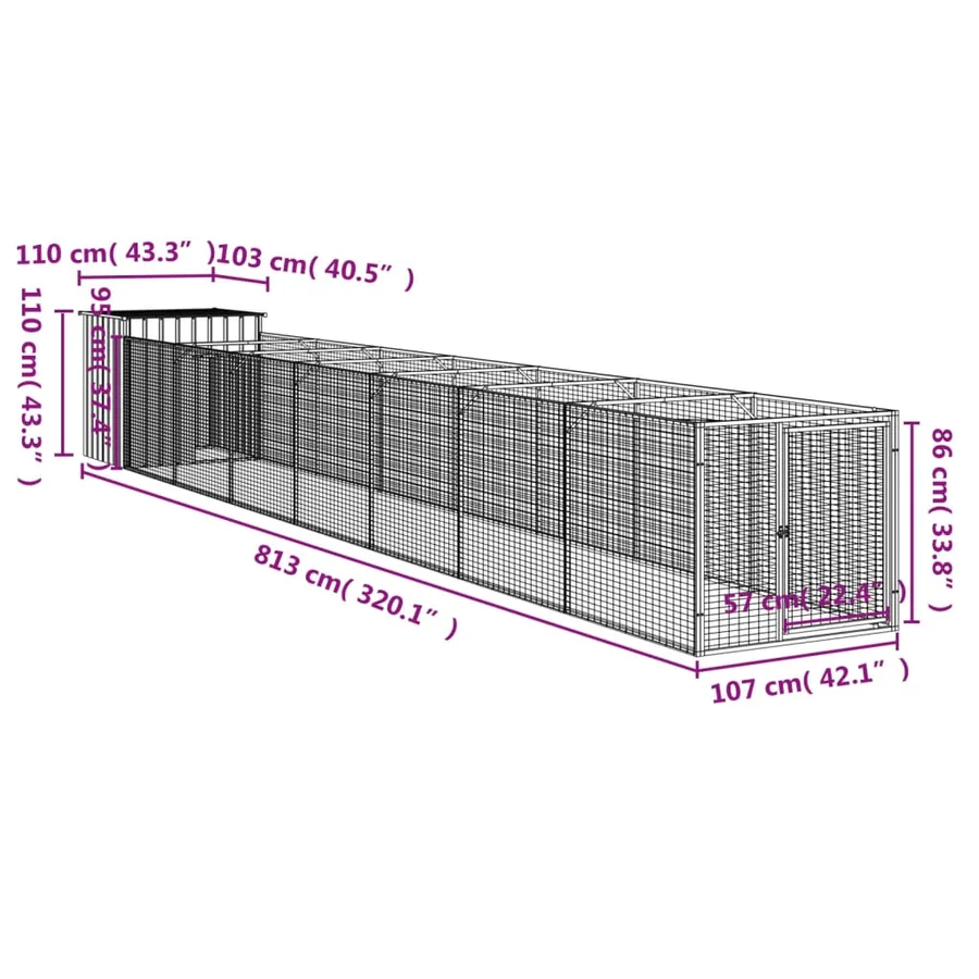 Niche pour chien avec cour anthracite 110x813x110 cm - 8