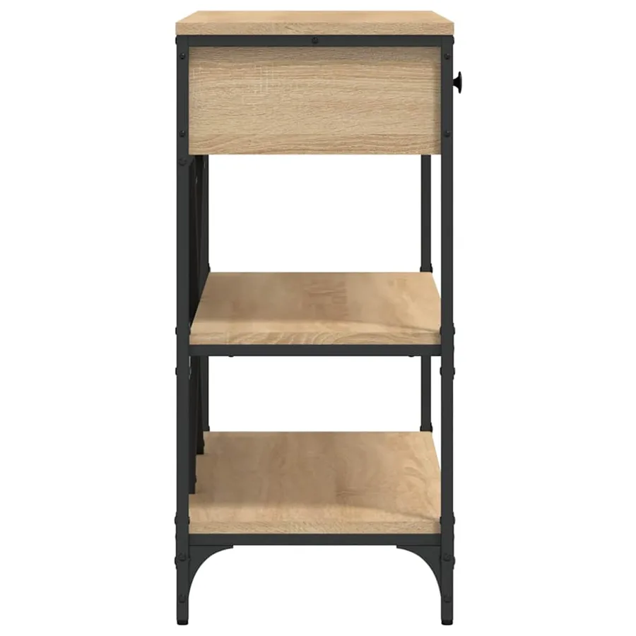 Table console avec tiroirs et étagères chêne sonoma - 7