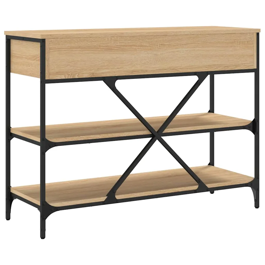 Table console avec tiroirs et étagères chêne sonoma - 8