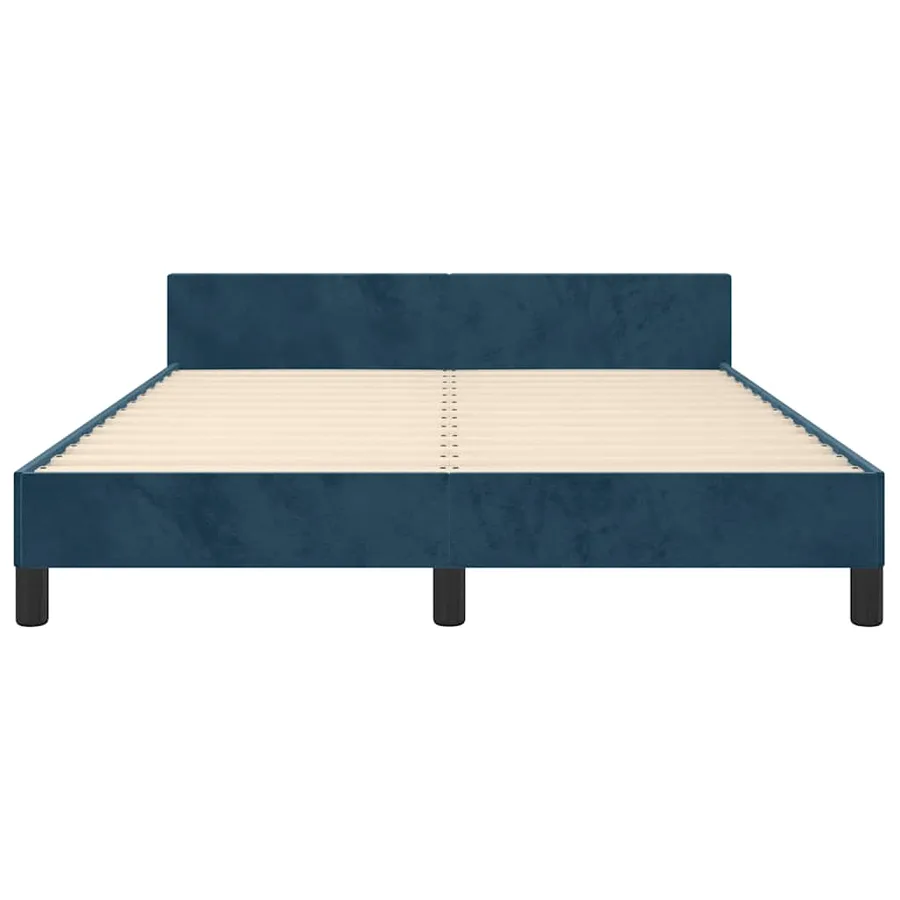 Cadre de lit sans matelas bleu foncé 140x190 cm velours - 6