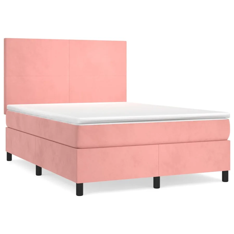 Sommier à lattes de lit avec matelas Rose 140x190 cm Velours - 2