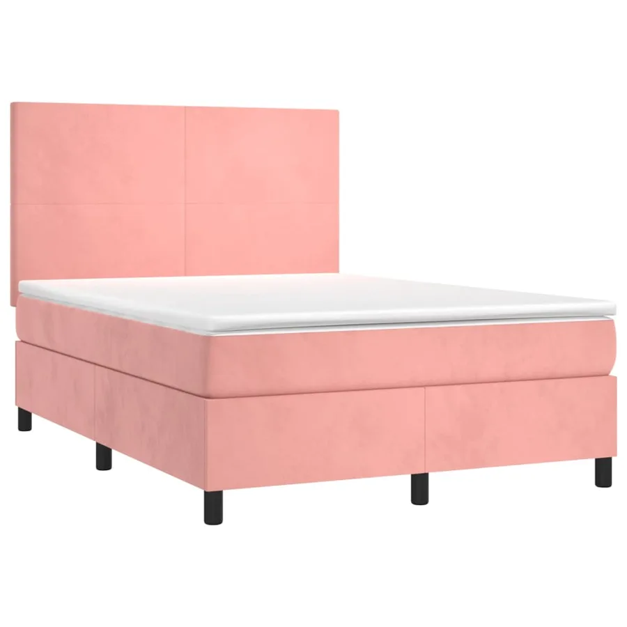 Sommier à lattes de lit avec matelas Rose 140x190 cm Velours - 3