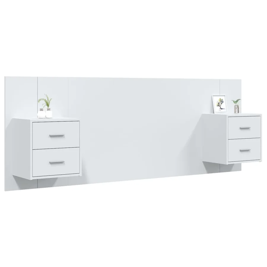 Tête de lit avec armoires Blanc Bois d'ingénierie - 3