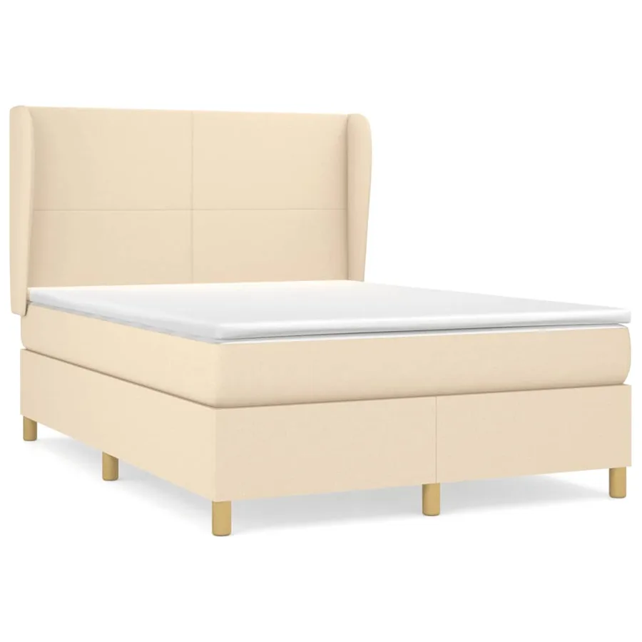 Sommier à lattes de lit avec matelas Crème 140x200 cm Tissu - 2