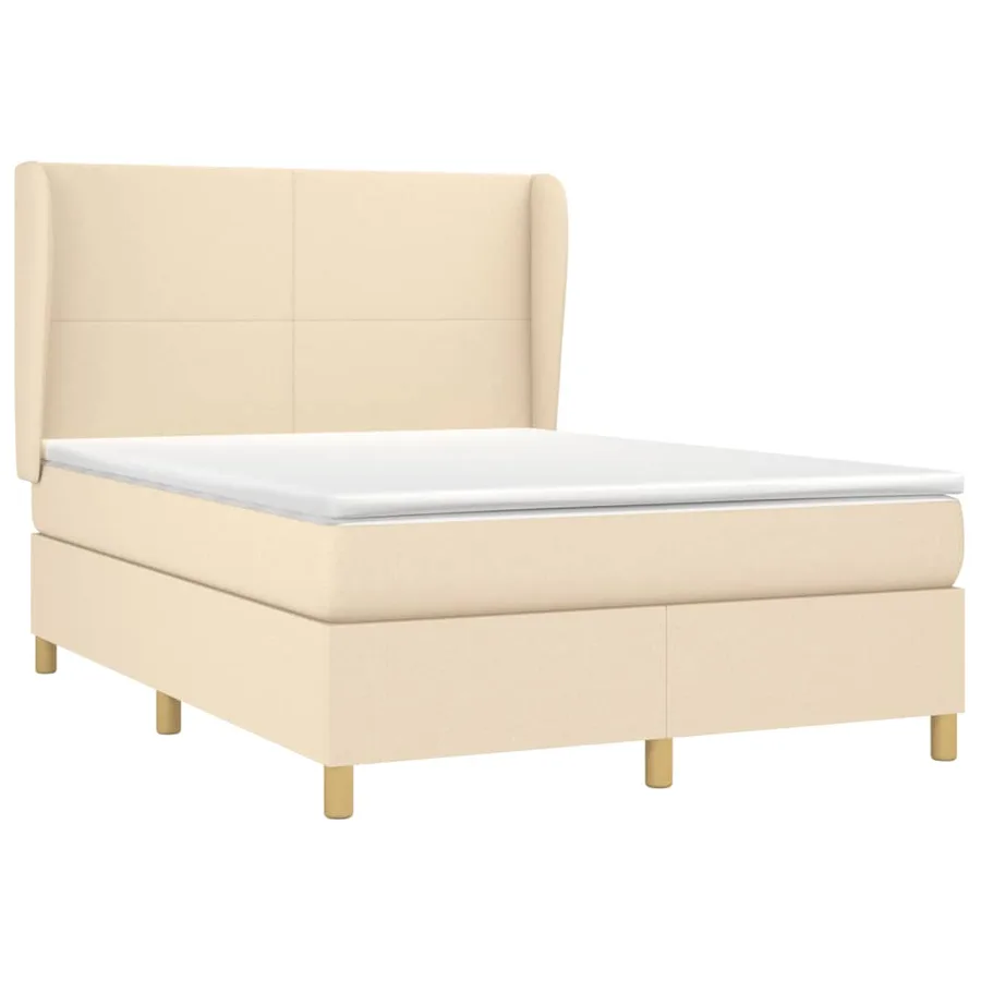 Sommier à lattes de lit avec matelas Crème 140x200 cm Tissu - 3