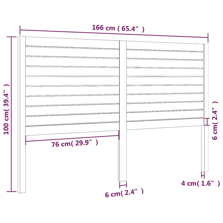 Tête de lit Blanc 166x4x100 cm Bois massif de pin - 6