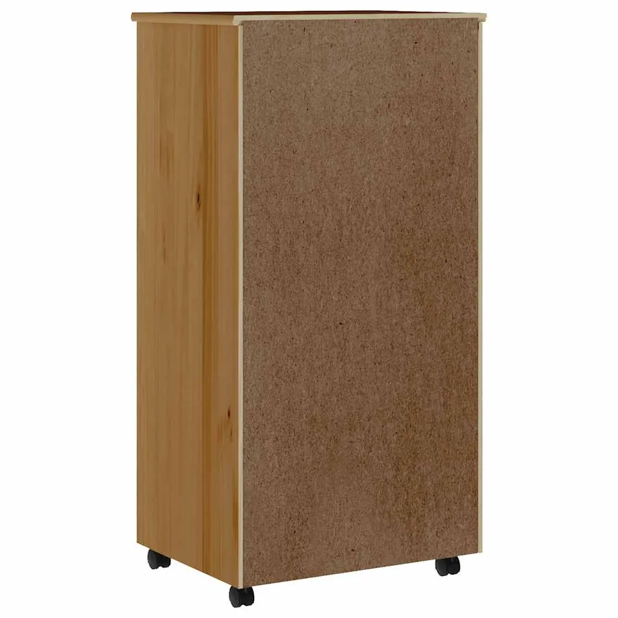 Armoire roulante avec tiroirs MOSS bois de pin marron miel - 6