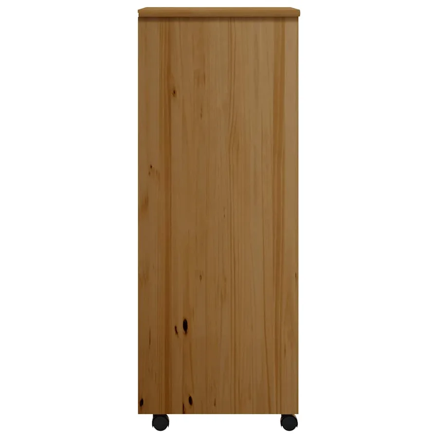 Armoire roulante avec tiroirs MOSS bois de pin marron miel - 7