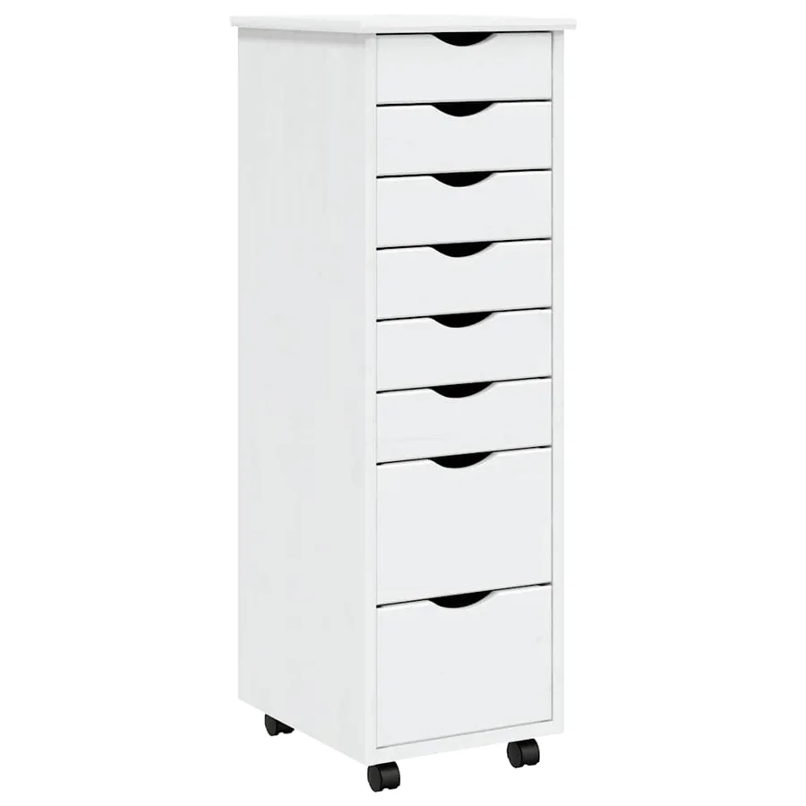 Armoire roulante avec tiroirs MOSS blanc bois de pin solide - 2