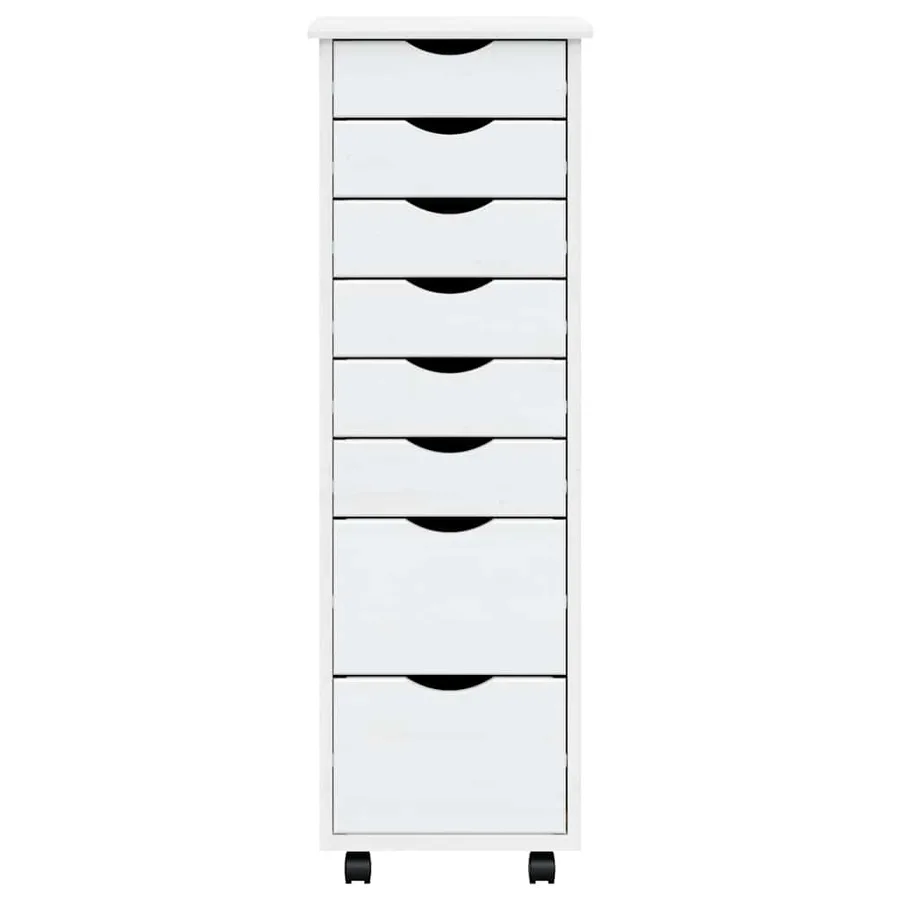 Armoire roulante avec tiroirs MOSS blanc bois de pin solide - 5