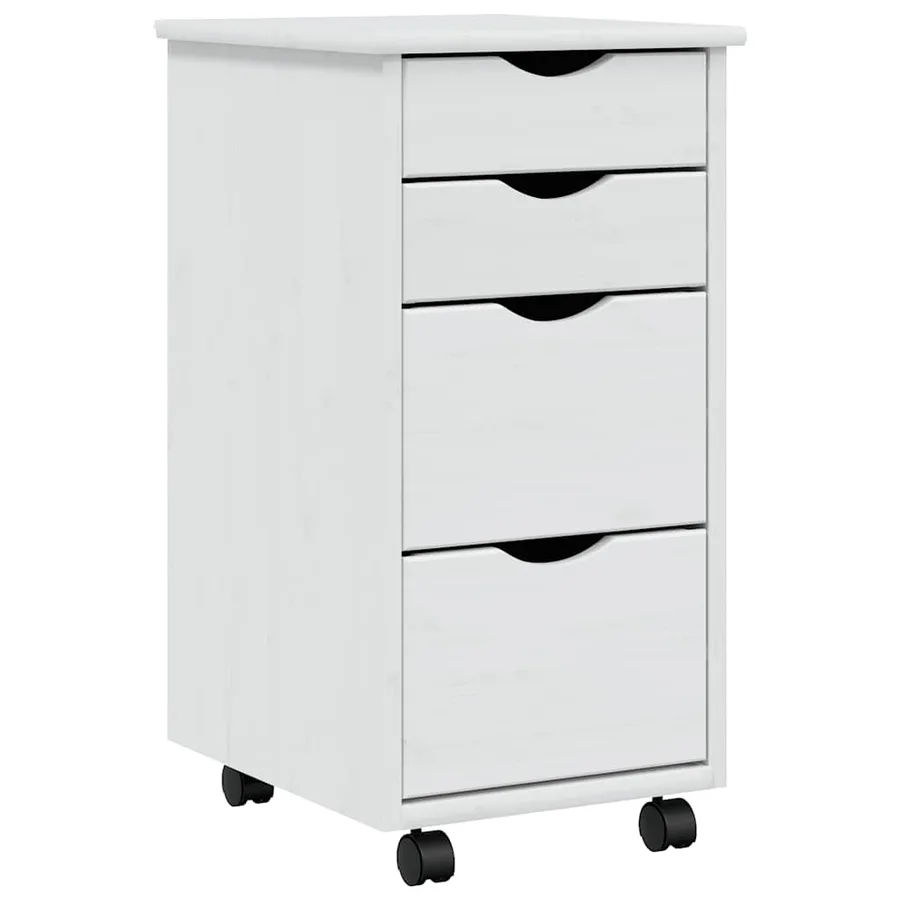 Armoire roulante avec tiroirs MOSS blanc bois de pin solide - 2