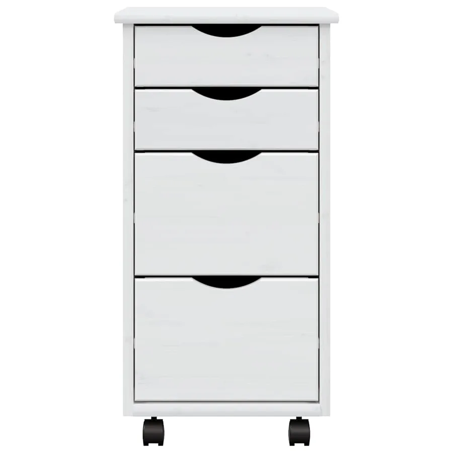 Armoire roulante avec tiroirs MOSS blanc bois de pin solide - 5