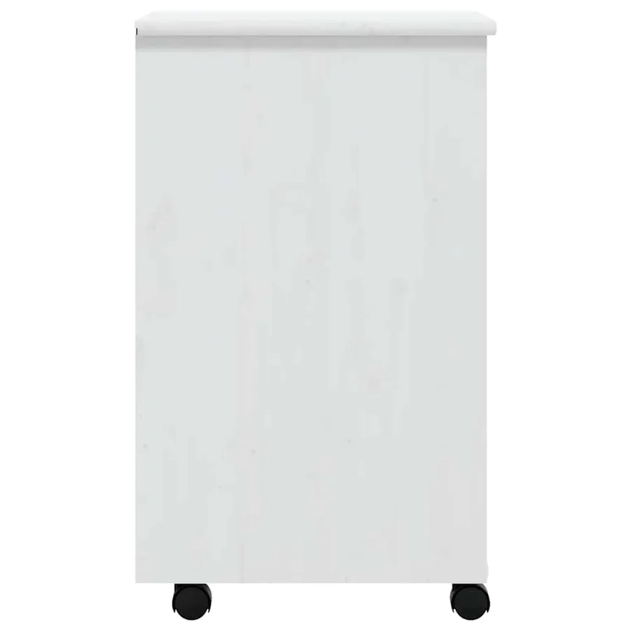 Armoire roulante avec tiroirs MOSS blanc bois de pin solide - 6