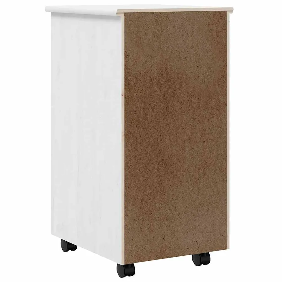Armoire roulante avec tiroirs MOSS blanc bois de pin solide - 7