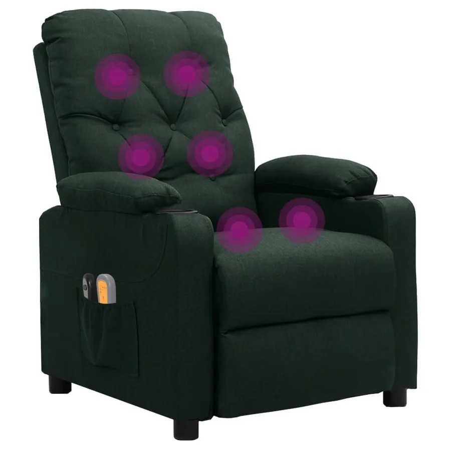 Fauteuil électrique de massage Vert foncé Tissu - 7