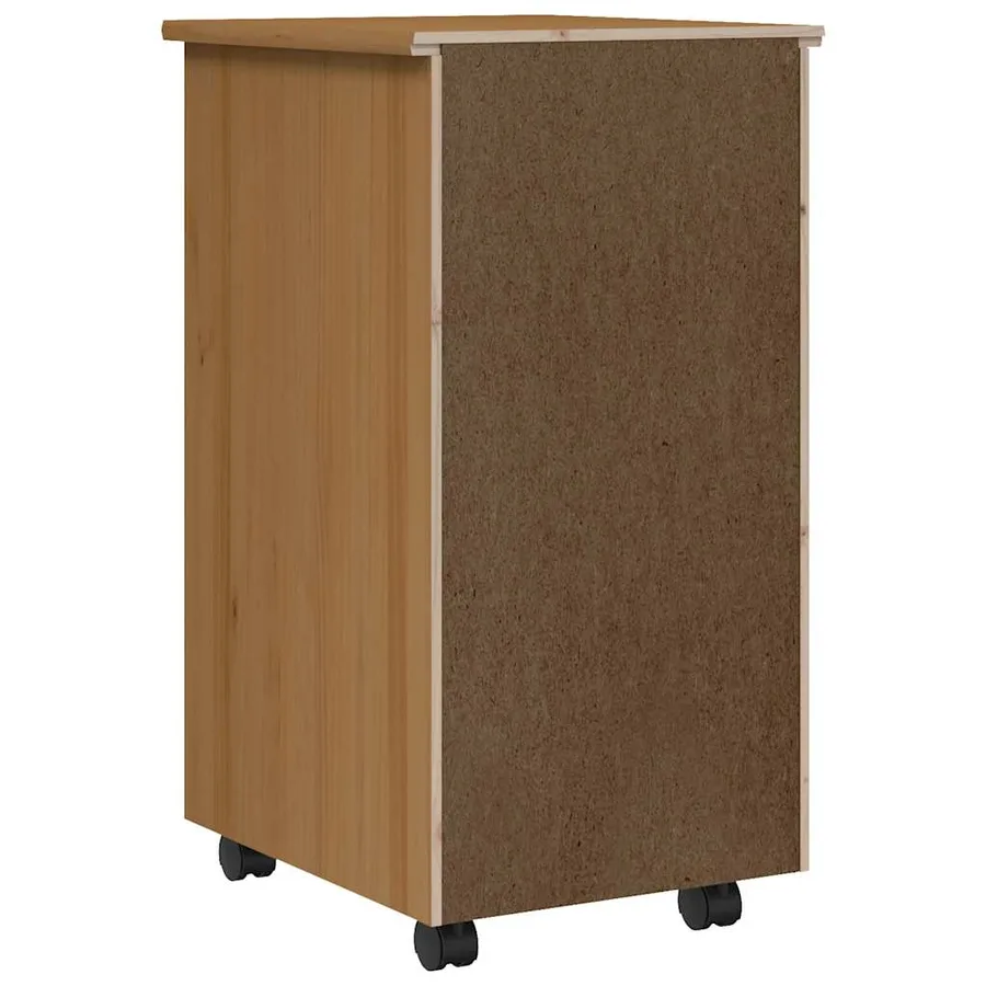 Armoire roulante avec tiroirs MOSS bois de pin marron miel - 6